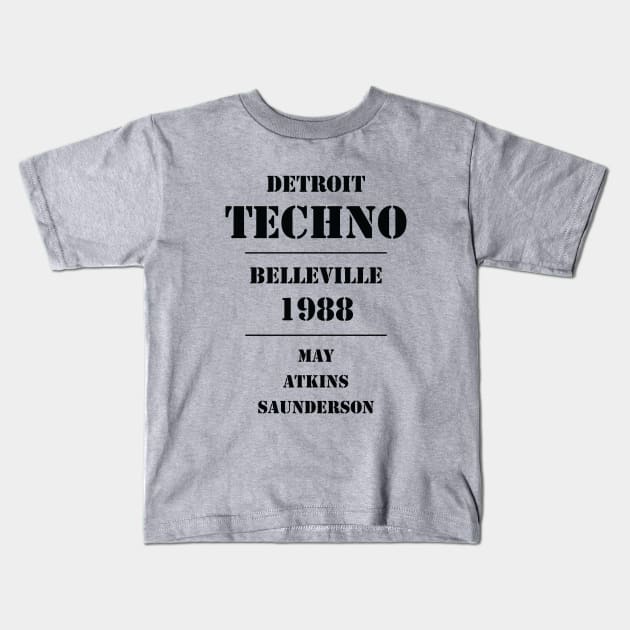 Detroit Techno Belleville 1988 Kids T-Shirt by Atomic Malibu